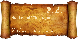 Marincsák Lajos névjegykártya